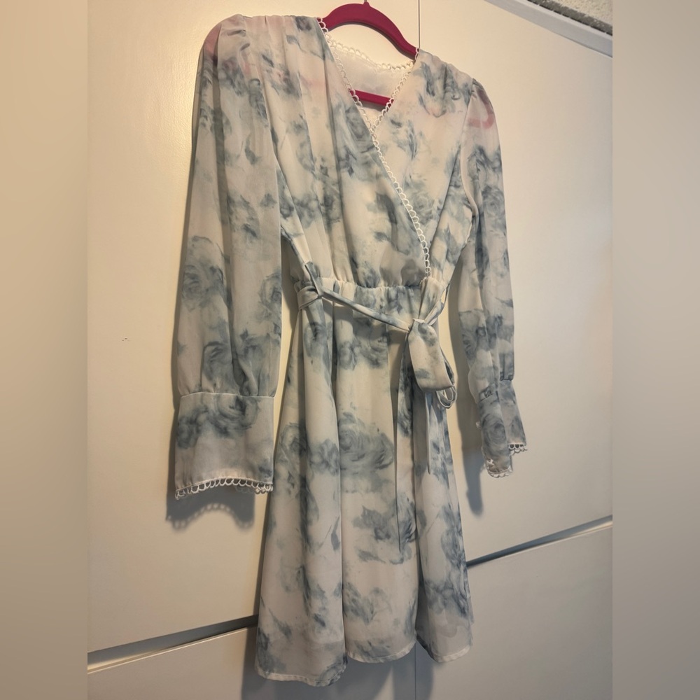 Elegant Blue Floral Women's Dress
